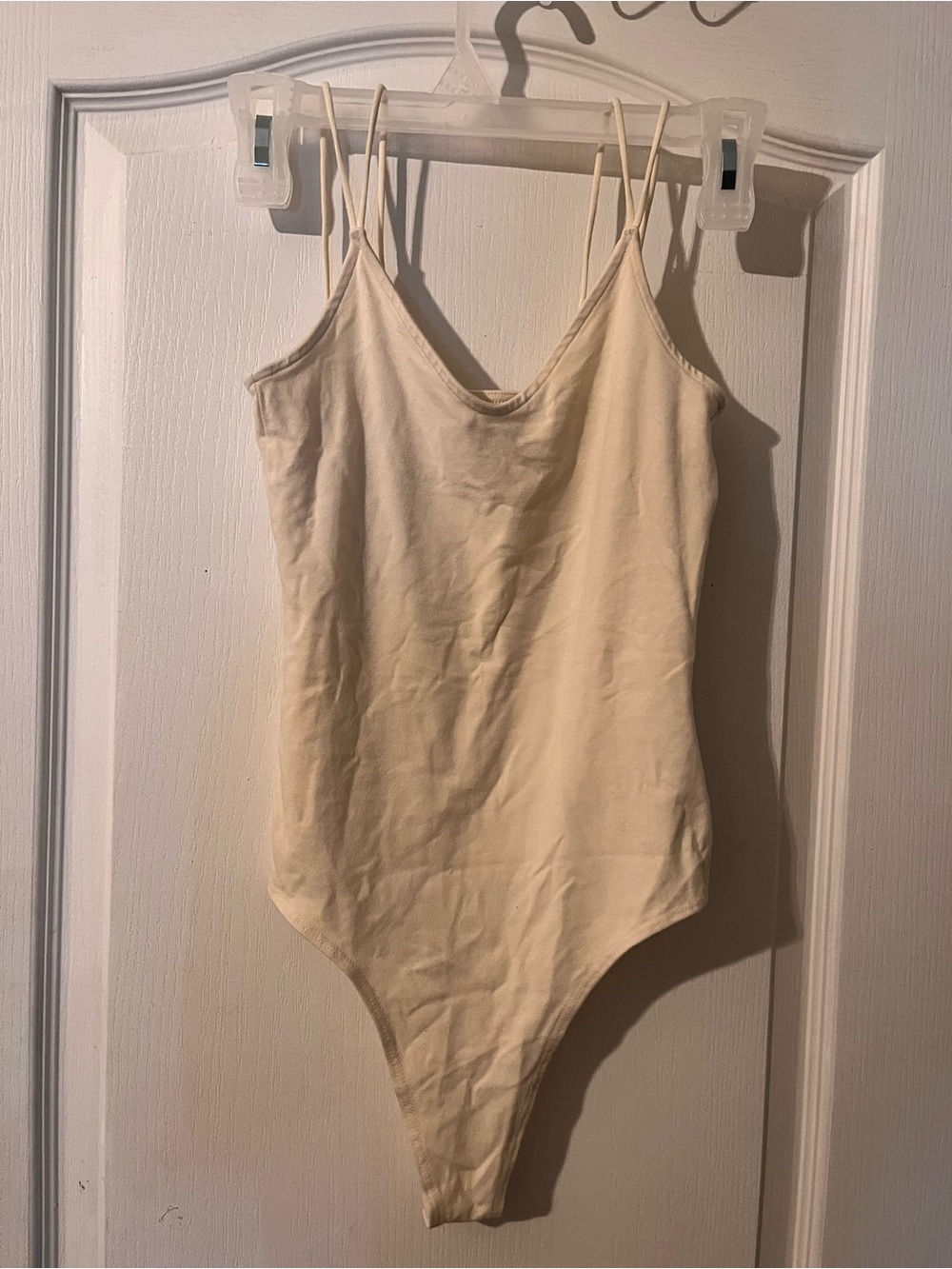 American Eagle Cream V-Neck Bodysuit